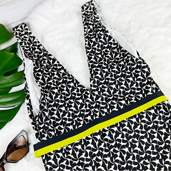 NEW Sz Medium La Perla Black White Printed Summer Winds Plunge One Piece Bikini - Picture 7 of 9